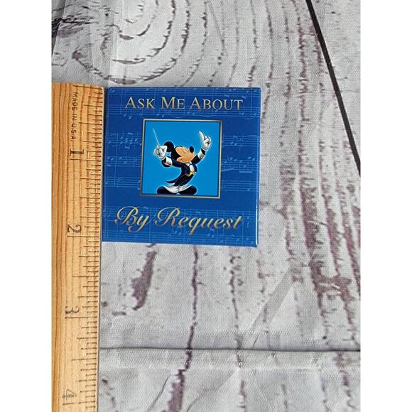 Disney Mickey Mouse Pin Button Ask Me About By Request Staff Collector Pin - Picture 2 of 3